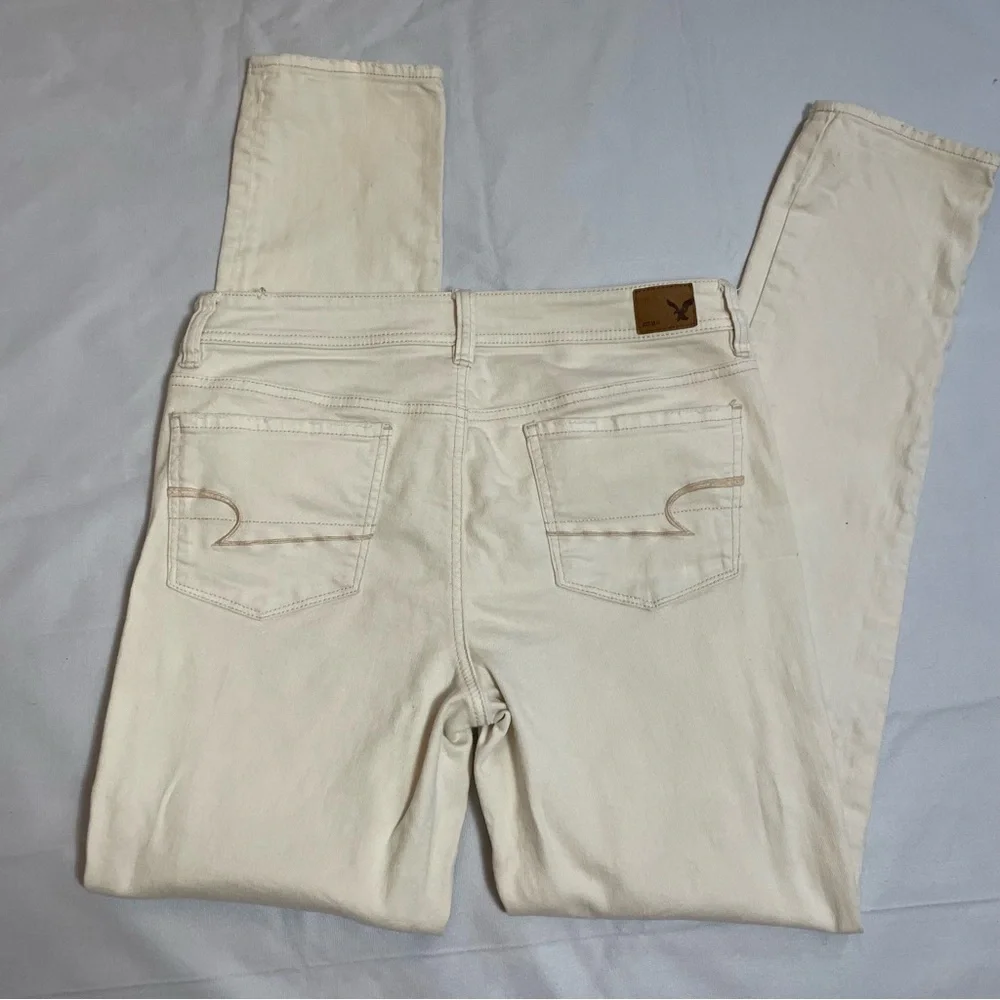 American Eagle Ivory Patchwork Skinny Jeans Size 10 Long - Picture 3 of 7